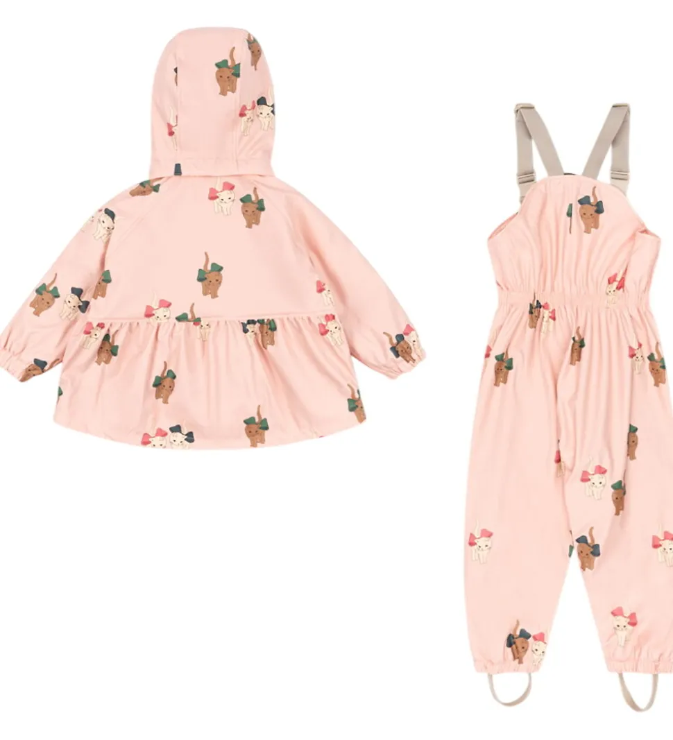 Konges Sløjd Regntøj m. Seler/Fleece - PU - Palme - Bow Kitty Pi