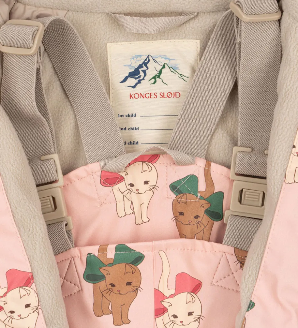 Konges Sløjd Regntøj m. Seler/Fleece - PU - Palme - Bow Kitty Pi