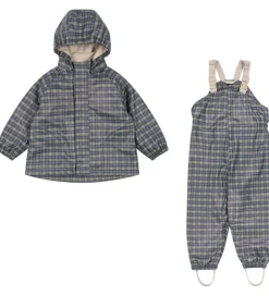 Konges Sløjd Regntøj m. Seler/Fleece - Palme - Laurel Blue Check
