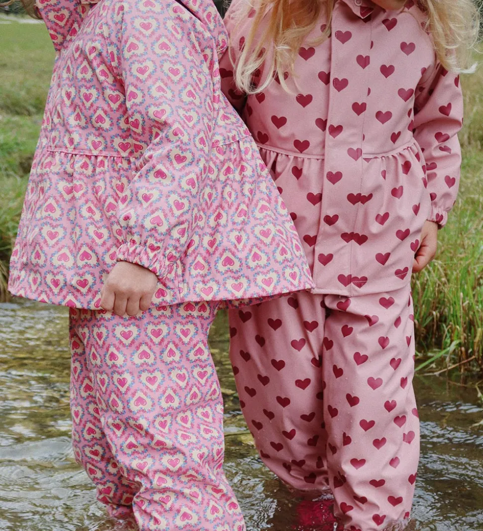 Konges Sløjd Regntøj m. Seler/Fleece - PU - Palme - Amour Pink