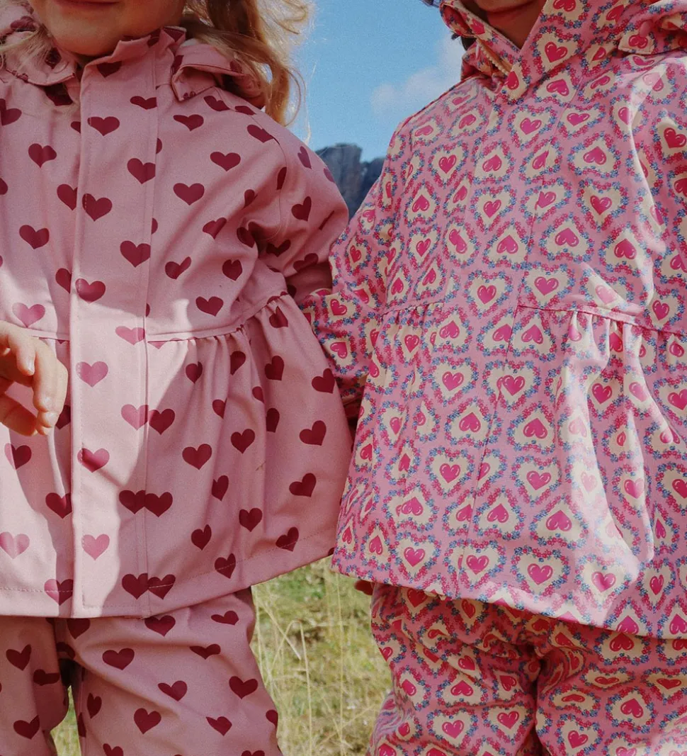 Konges Sløjd Regntøj m. Seler/Fleece - PU - Palme - Amour Pink