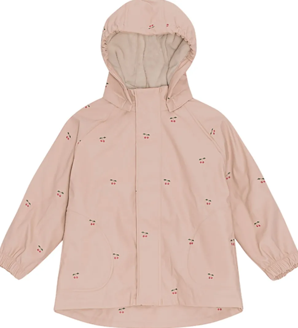 Konges Sløjd Regntøj m. Seler/Fleece - PU - Rainy Palme - Cherry