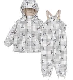 Konges Sløjd Regntøj m. Seler/Fleece - PU - Palme - Sailor Check