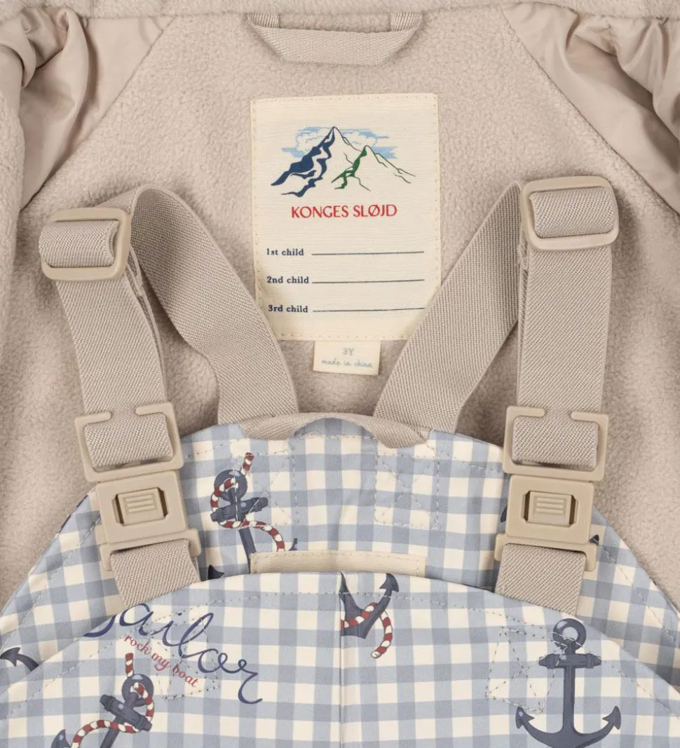 Konges Sløjd Regntøj m. Seler/Fleece - PU - Palme - Sailor Check