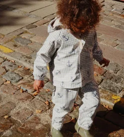 Konges Sløjd Regntøj m. Seler/Fleece - PU - Palme - Sailor Check