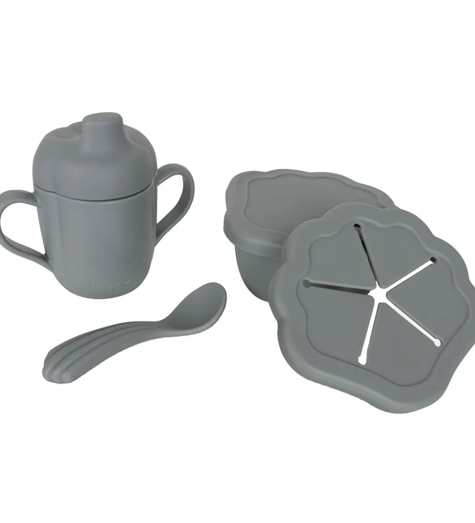 Konges Sløjd Spisesæt - Silicone - 3 dele - Light Blue