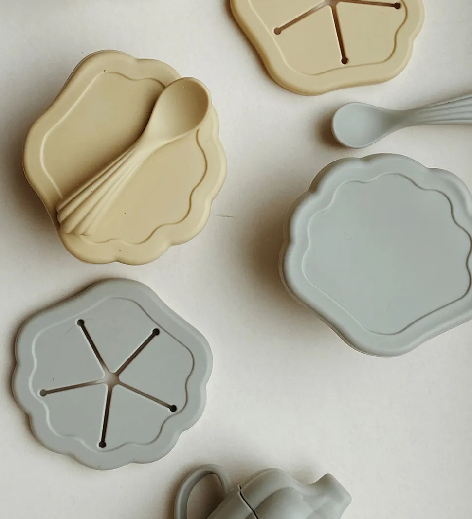 Konges Sløjd Spisesæt - Silicone - 3 dele - Light Blue