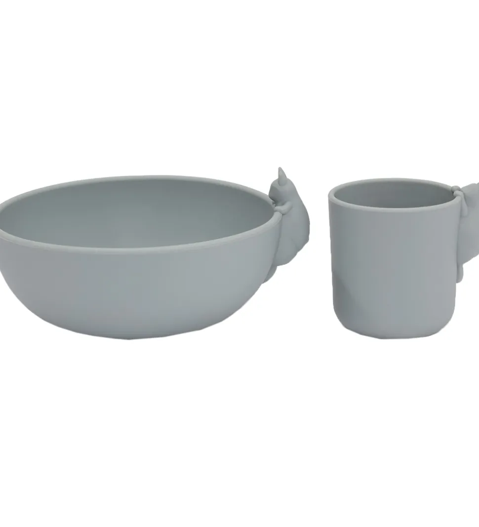 Konges Sløjd Spisesæt - Silikone - 2 dele - Bunny - Quarry Blu