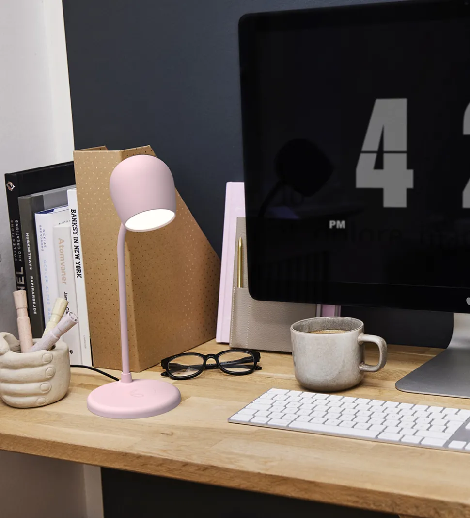 Kreafunk Lampe m. Oplader + Højtaler - Ellie - Dusty Rose