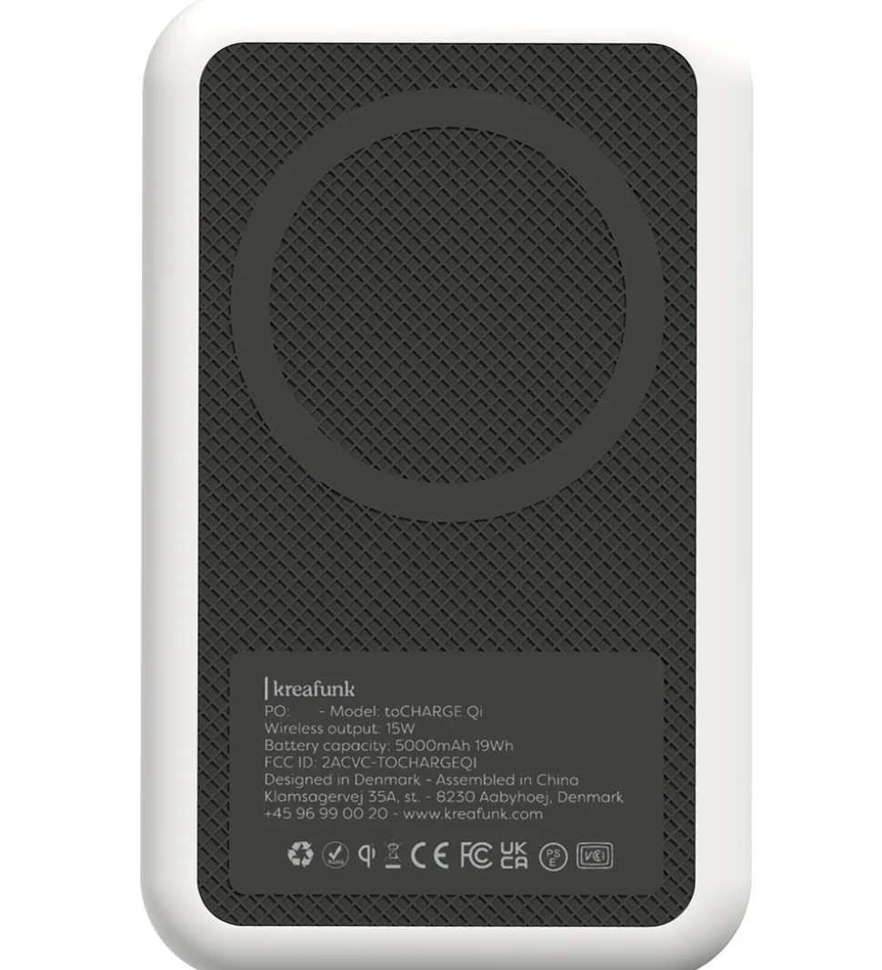 Kreafunk Powerbank - toCHANGE QI - Hvid - 5.000mAh