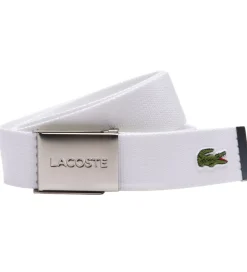 Lacoste Bælte - Woven Strap - Hvid m. Logo
