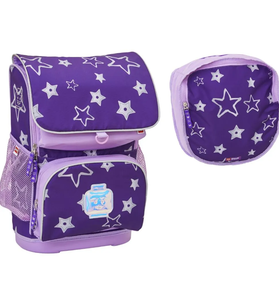 LEGO® Skoletaske m. Gymnastikpose - Stars - Lilla m. Stjerner