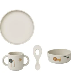 Liewood Spisesæt - Silikone - 4 dele - Vivi - Safari Sandy Mix