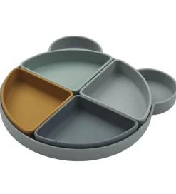 Liewood Tallerken - Arne - Silikone - 4 Rum - Mr Bear/Blue Fog M