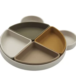 Liewood Tallerken - Arne - Silikone - 4 Rum - Mr Bear/Sandy Mult