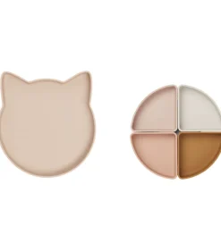 Liewood Tallerken - Arne - Silikone - 4 Rum - Cat Rose Multi Mix