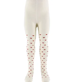 Lil Atelier Strømpebukser - NbfReba - Turtledove/Red Hearts