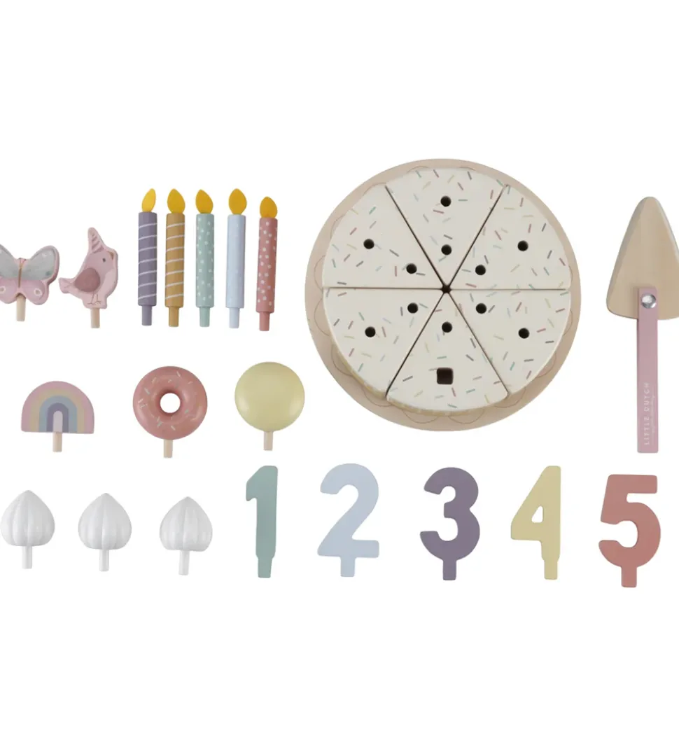 Little Dutch Fødselsdagskage - 26 Dele - Træ - Rosa