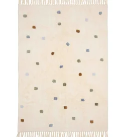 Little Dutch Gulvtæppe - 120x170 cm - Beige m. Blå Prikker