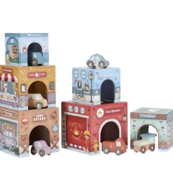 Little Dutch Stablekasser m. 6 Biler - Træ - Multi