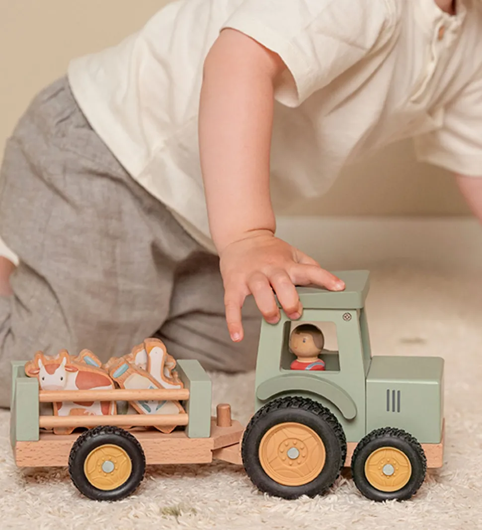 Little Dutch Traktor m. Trailer - Træ - Little Farm