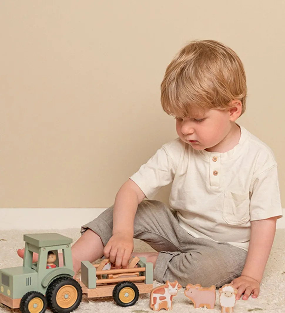 Little Dutch Traktor m. Trailer - Træ - Little Farm