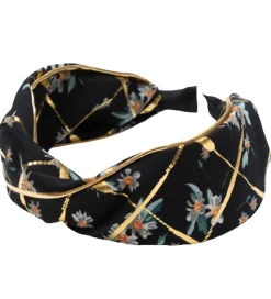 Little Wonders Hårbøjle - Lilje - Sort Blomstret/Guld