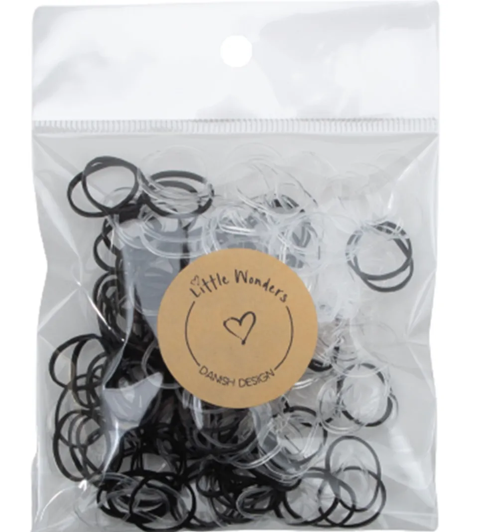 Little Wonders Hårelastikker - 200 stk. - Klar/Sort