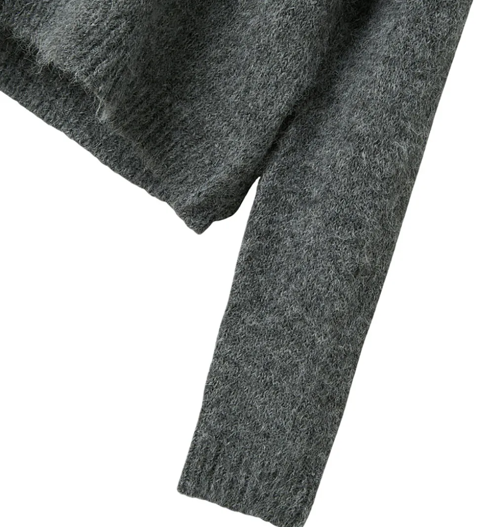 LMTD Hættetrøje - Strik - NlfNulo - Dark Grey Melange
