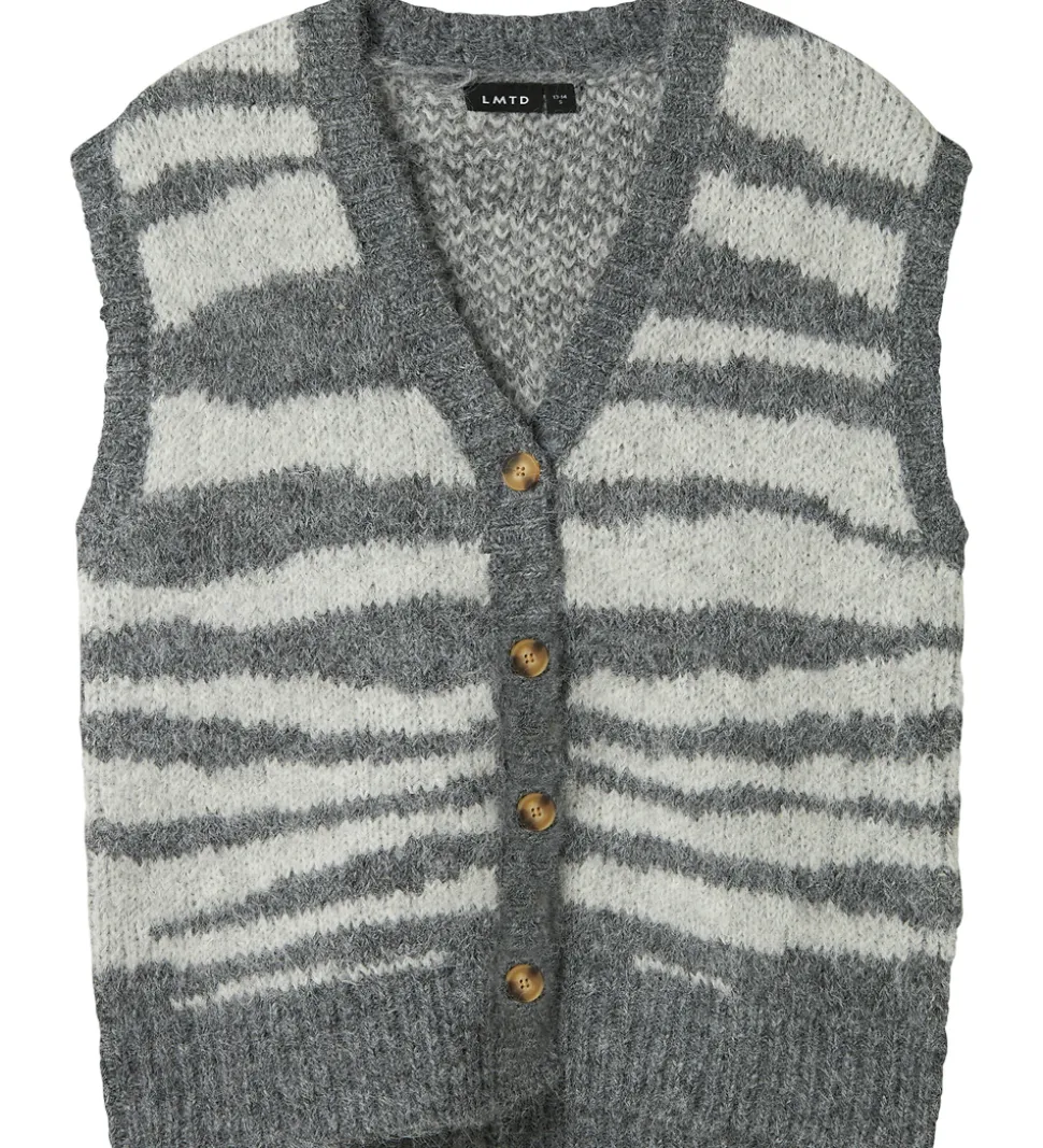 LMTD Vest - NlfNulos - Kort Strik - Dark Grey Melange