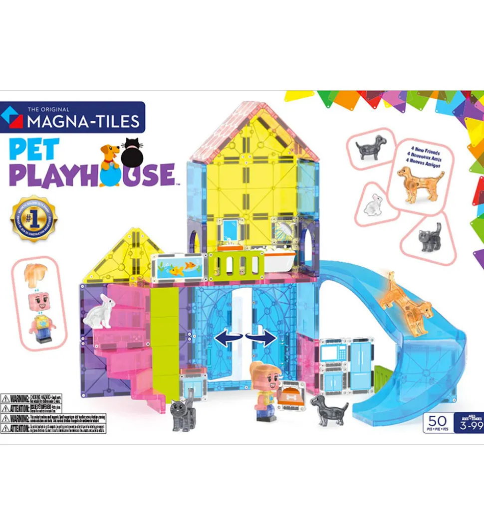 Magna Tiles Magnetsæt - 50 Dele - Pet Playhouse + MicroMAGS