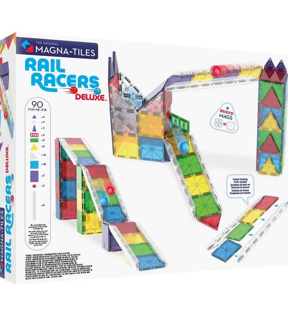 Magna-Tiles Magnetsæt - 90 Dele - Rail Racer + MicroMAGS