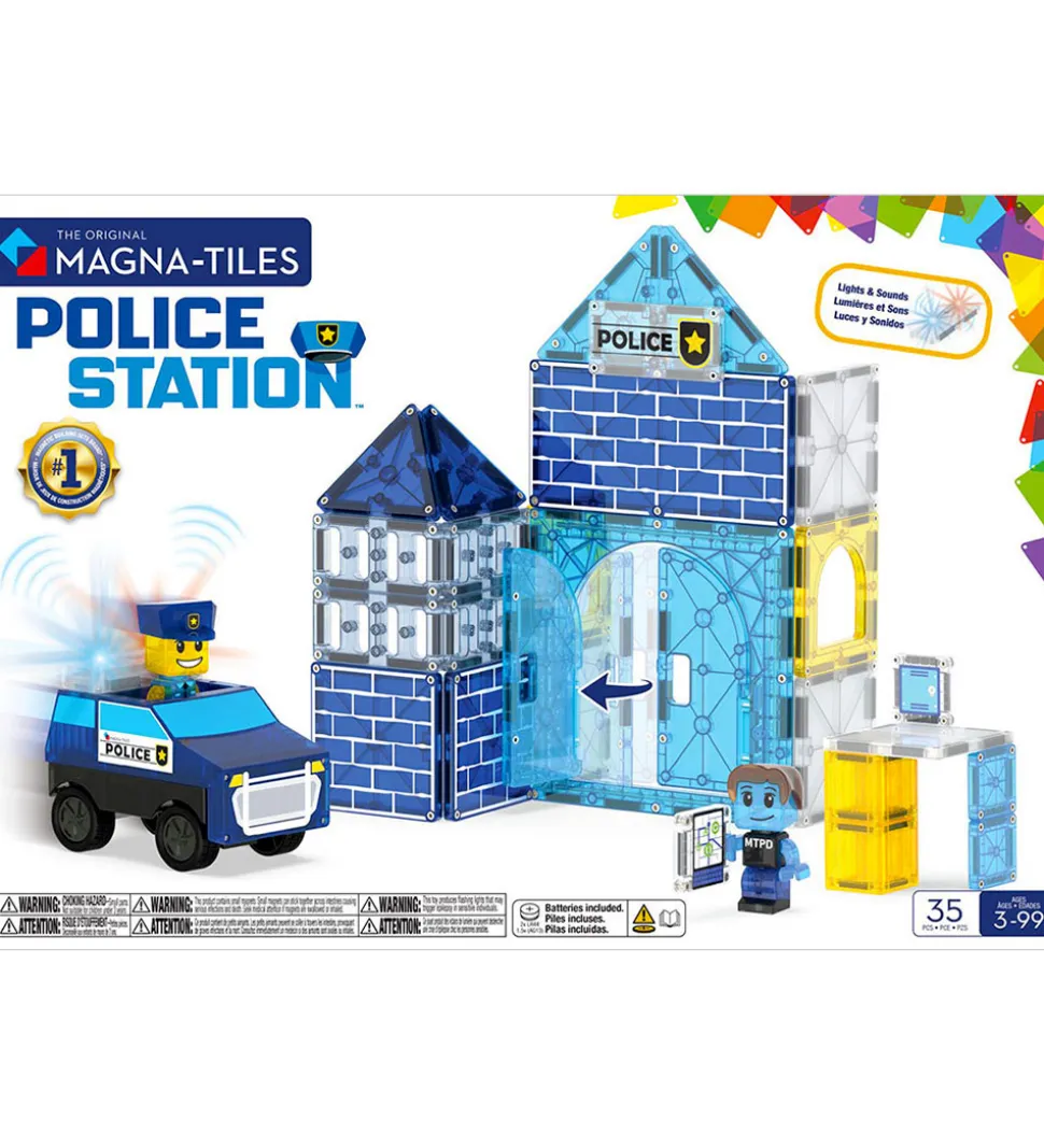 Magna-Tiles Magnetsæt - 35 Dele - Police Station + MicroMAGS