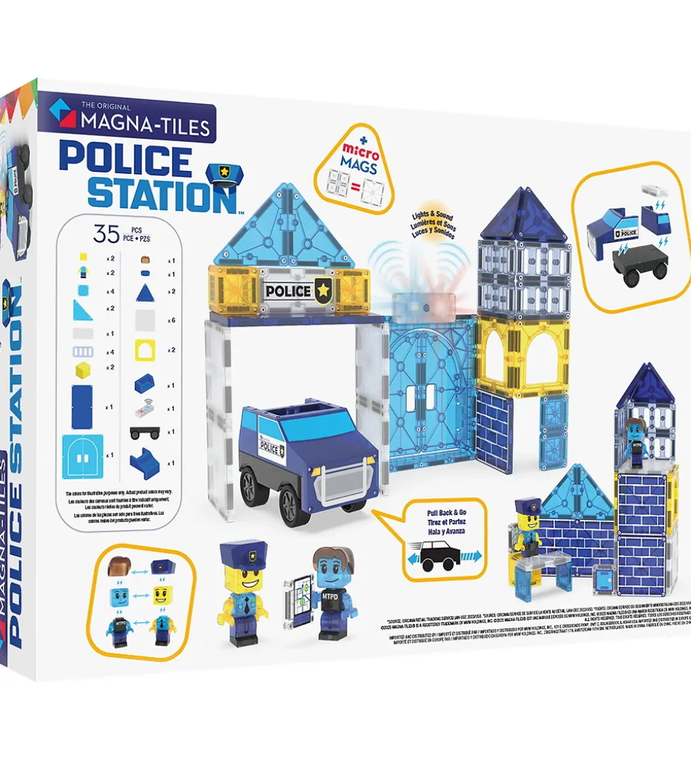 Magna-Tiles Magnetsæt - 35 Dele - Police Station + MicroMAGS
