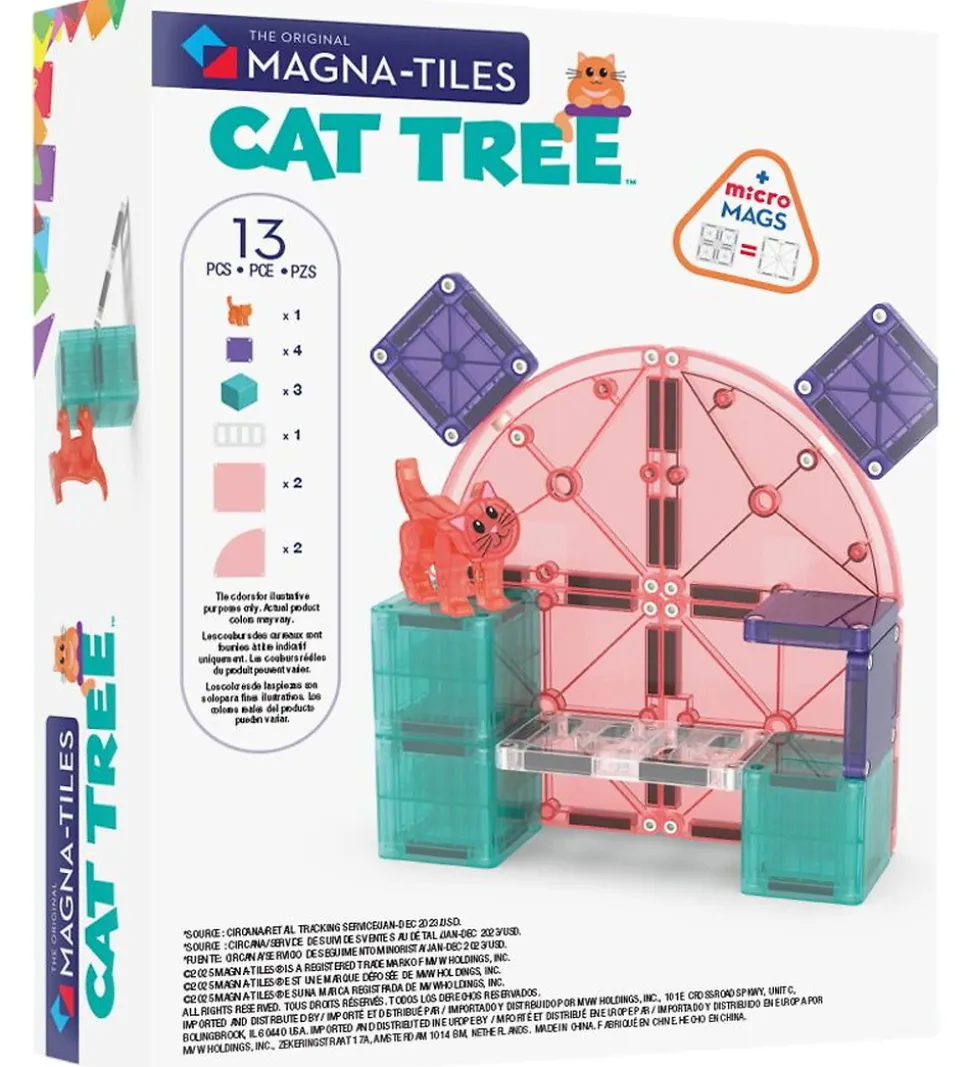 Magna-Tiles Magnetsæt - 13 Dele - Cat Tree + MicroMAGS
