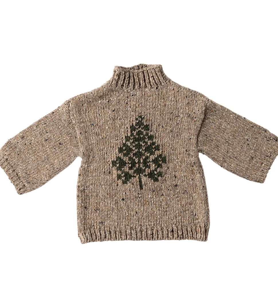 Maileg Julesweater til Nissedreng - str.6 - Beige/Juletræ