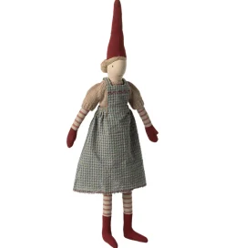 Maileg Nisse - Str.3 - Pige m. Blåternet Kjole
