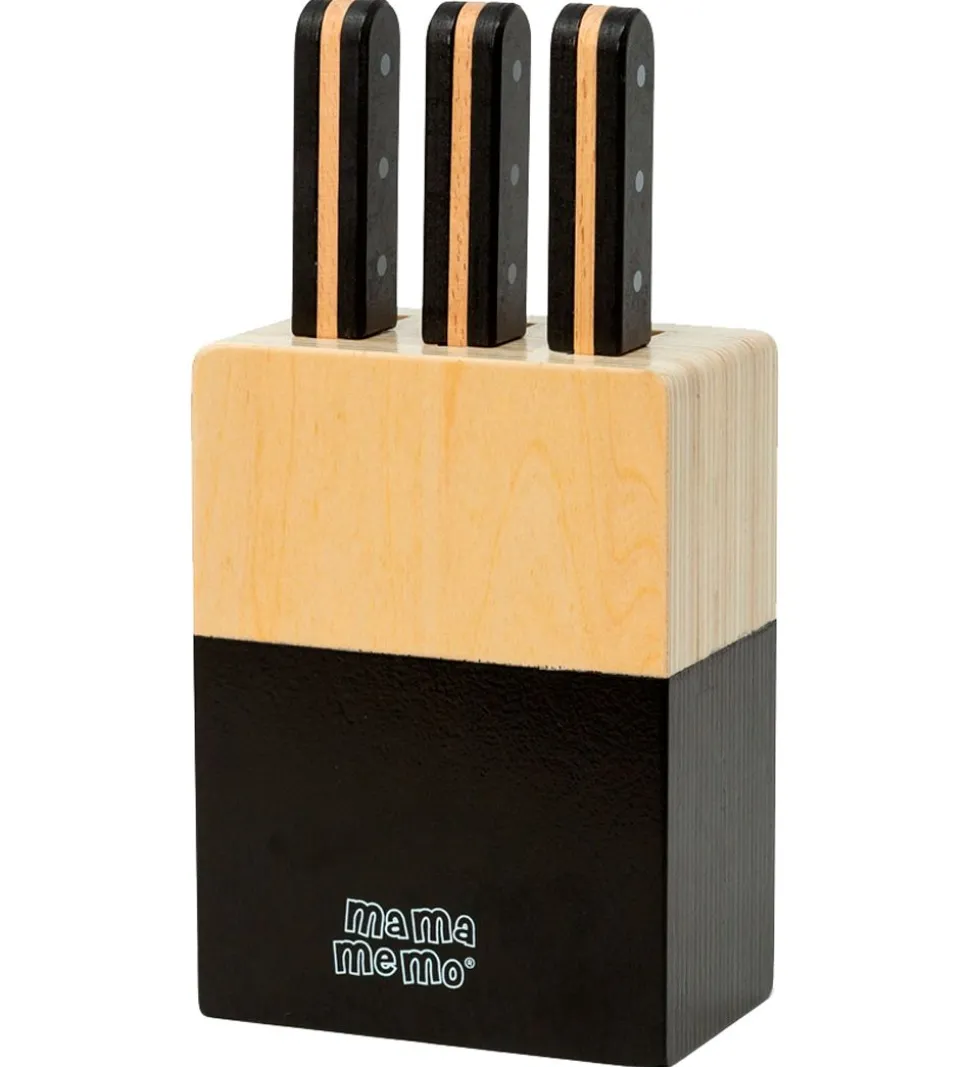 MaMaMeMo Knivblok m. 3 Knive - Træ