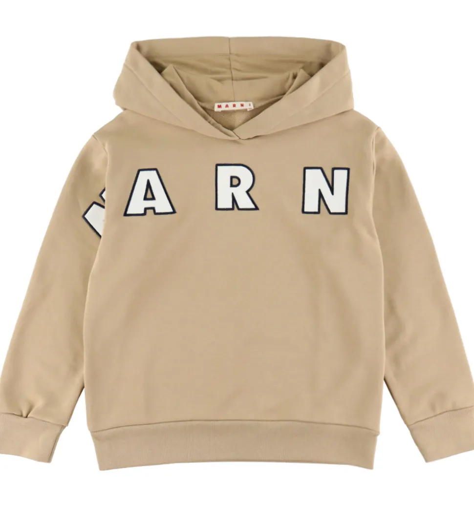 Marni Hættetrøje - Cardboard Beige m. Logo