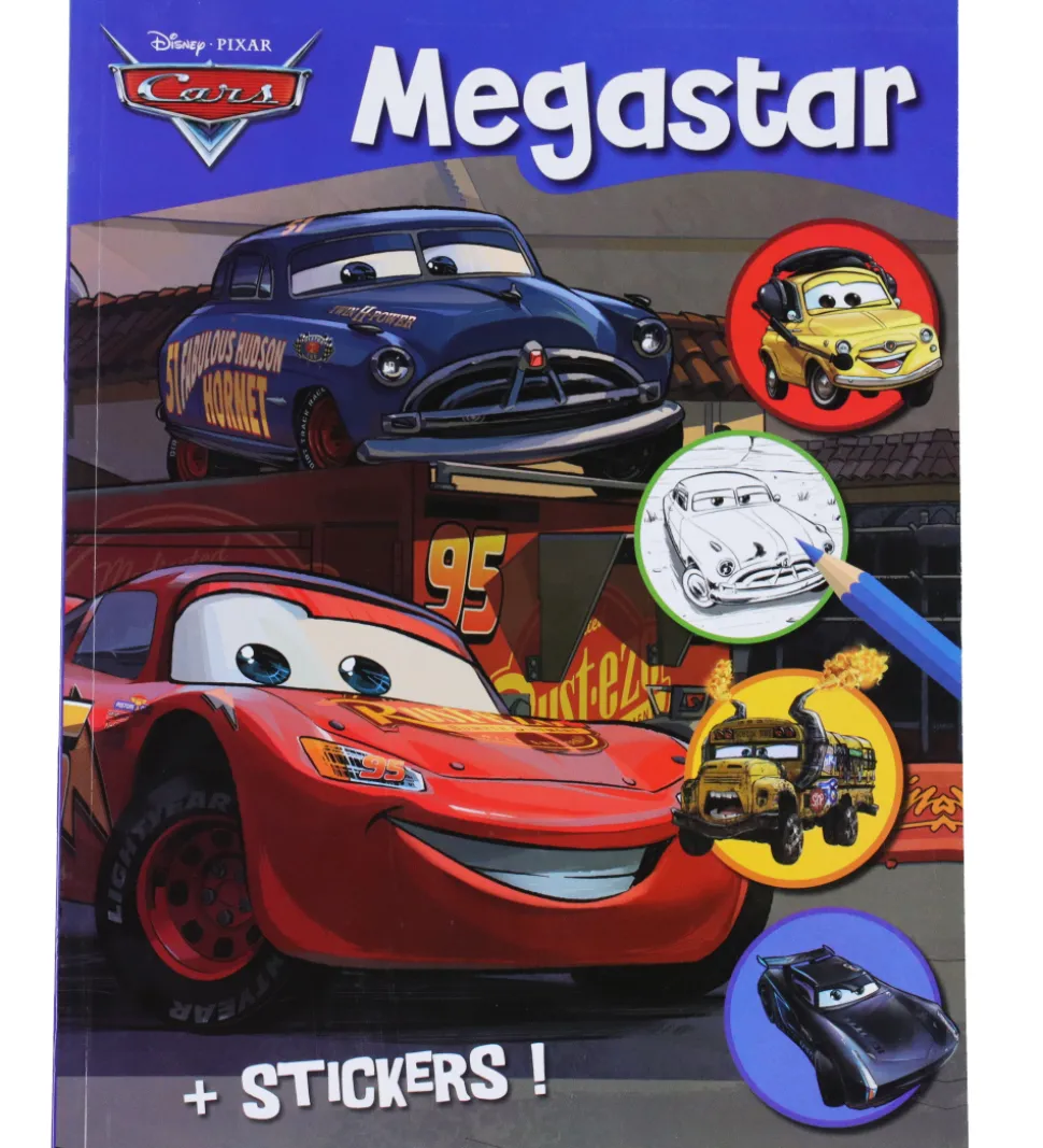 Megastar Malebog m. Klistermærker - 128 Sider - Biler