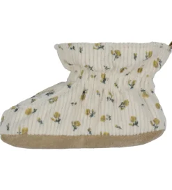 Melton Fløjlssko - Noos - Floral - Ecru