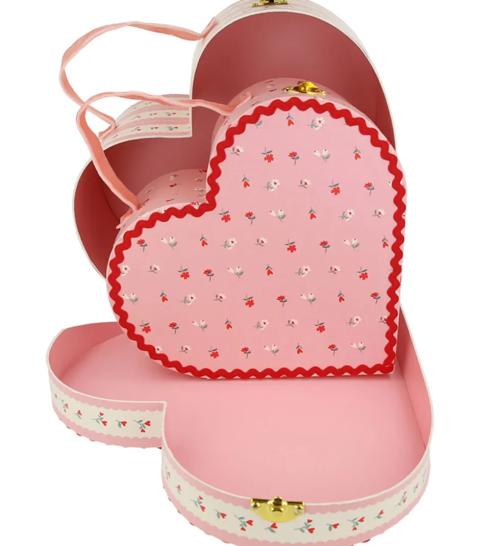 Meri Meri Kuffert - Hjerte - 2-pak - 21/26 cm - Vintage Heart -