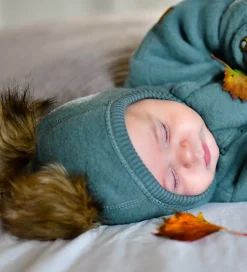 Mikk-Line Elefanthue - Uld - 1-lags - Balsam Green m. Kvaste