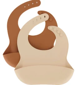 Mikk-Line Hagesmække - 2-pak - Silikone - White Swan/Brown Sugar