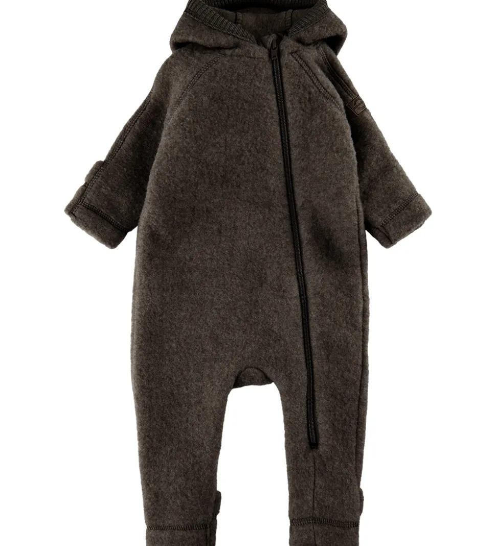 Mikk-Line Køredragt m. Hætte - Uld - Dark Brown Melange