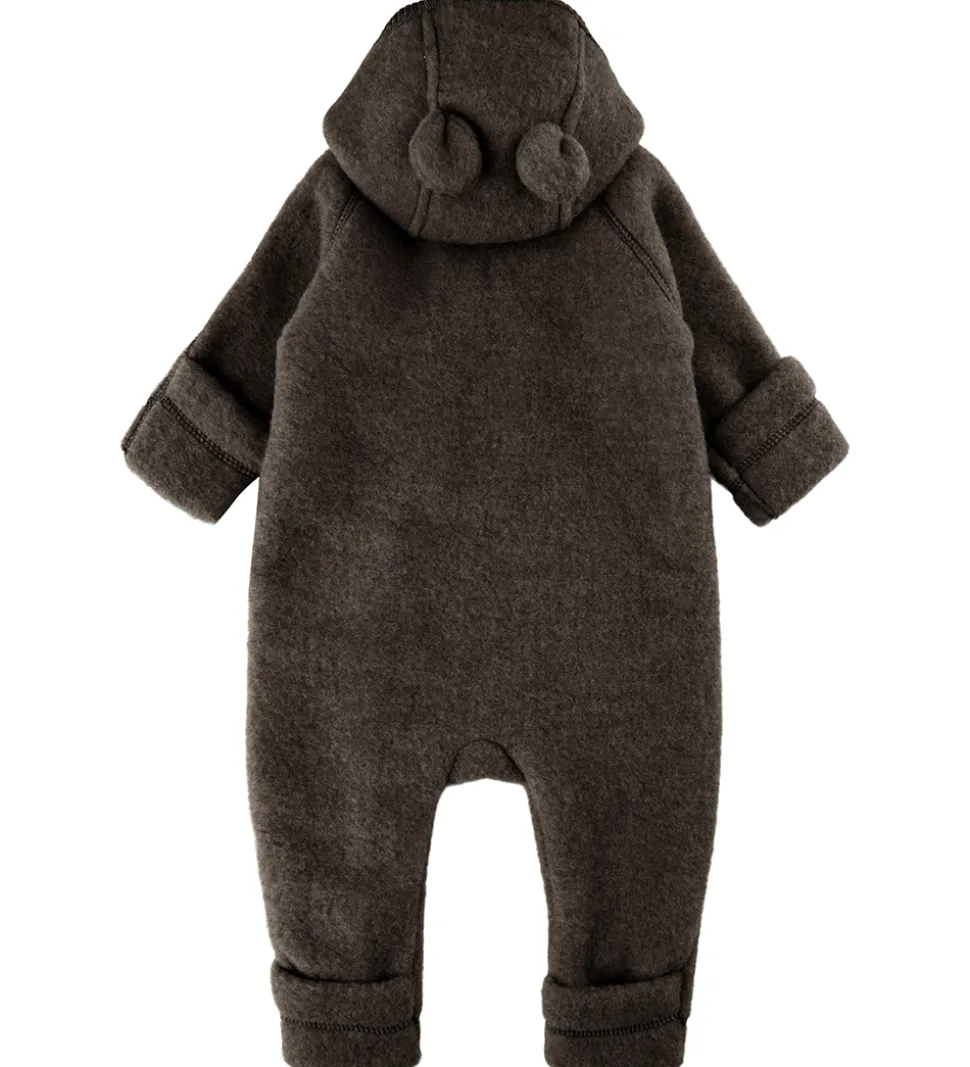 Mikk-Line Køredragt m. Hætte - Uld - Dark Brown Melange