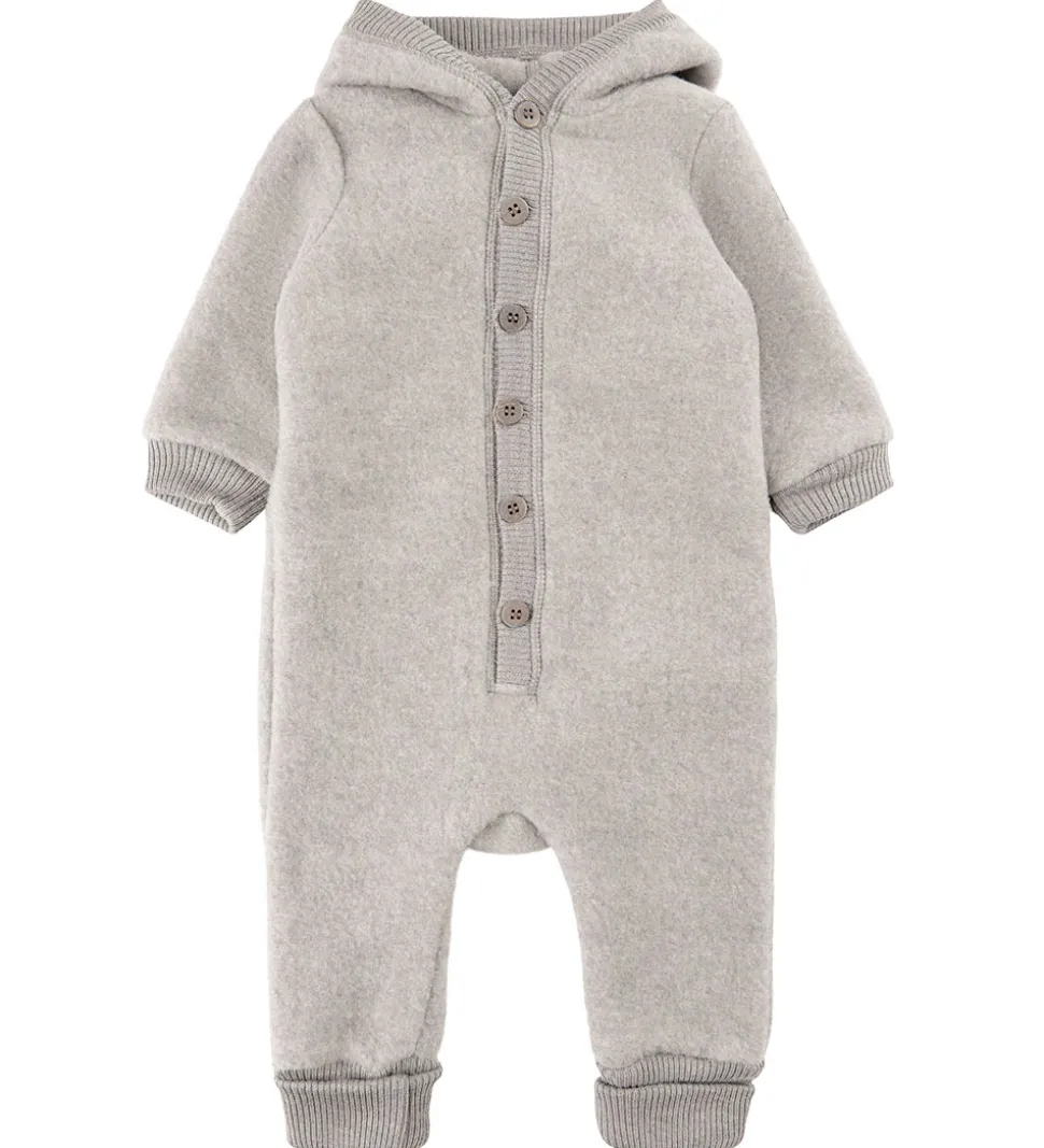 Mikk-Line Køredragt m. Hætte - Uld - Melange Offwhite