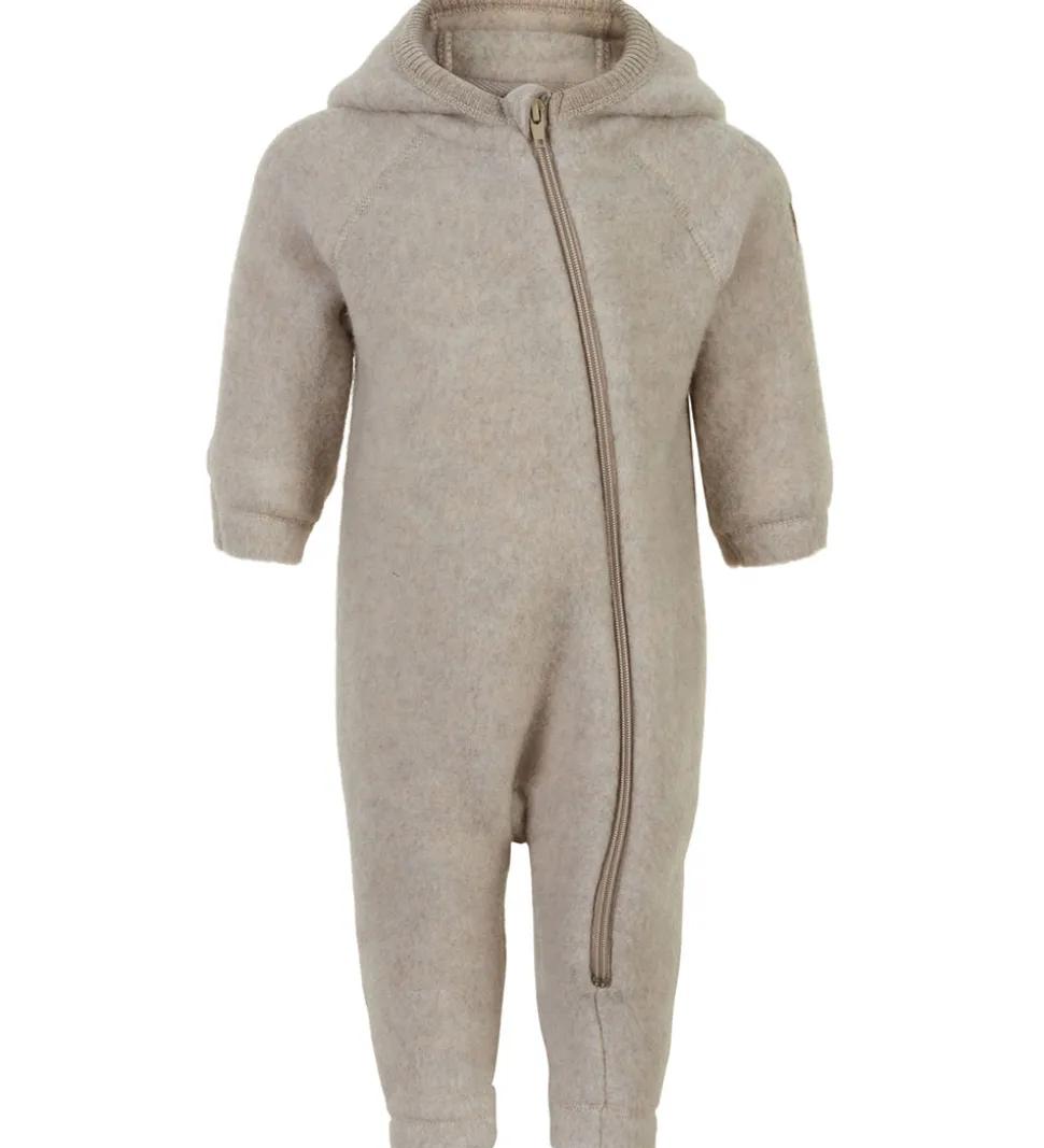 Mikk-Line Køredragt m. Hætte - Uld - Melange Offwhite