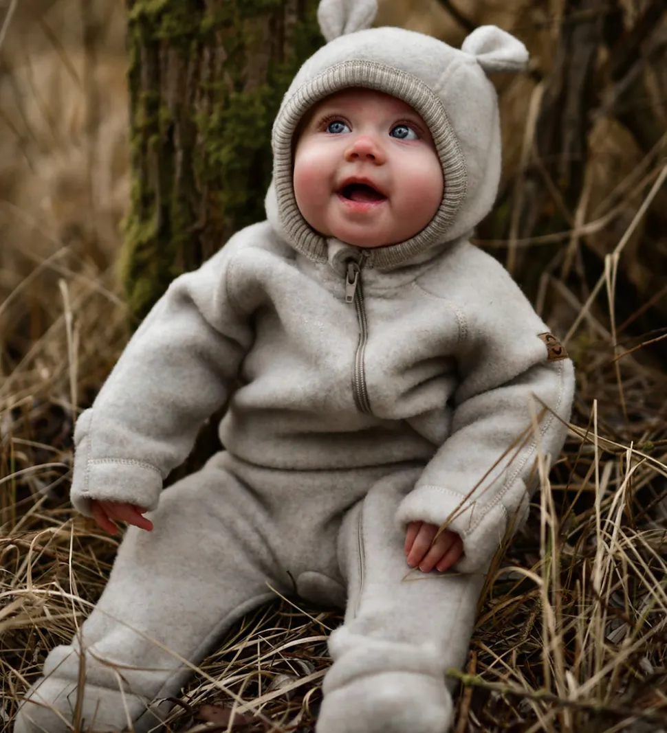 Mikk-Line Køredragt m. Hætte - Uld - Melange Offwhite