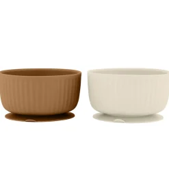 Mikk-Line Skåle - 2-pak - Silikone - White Swan/Brown Sugar